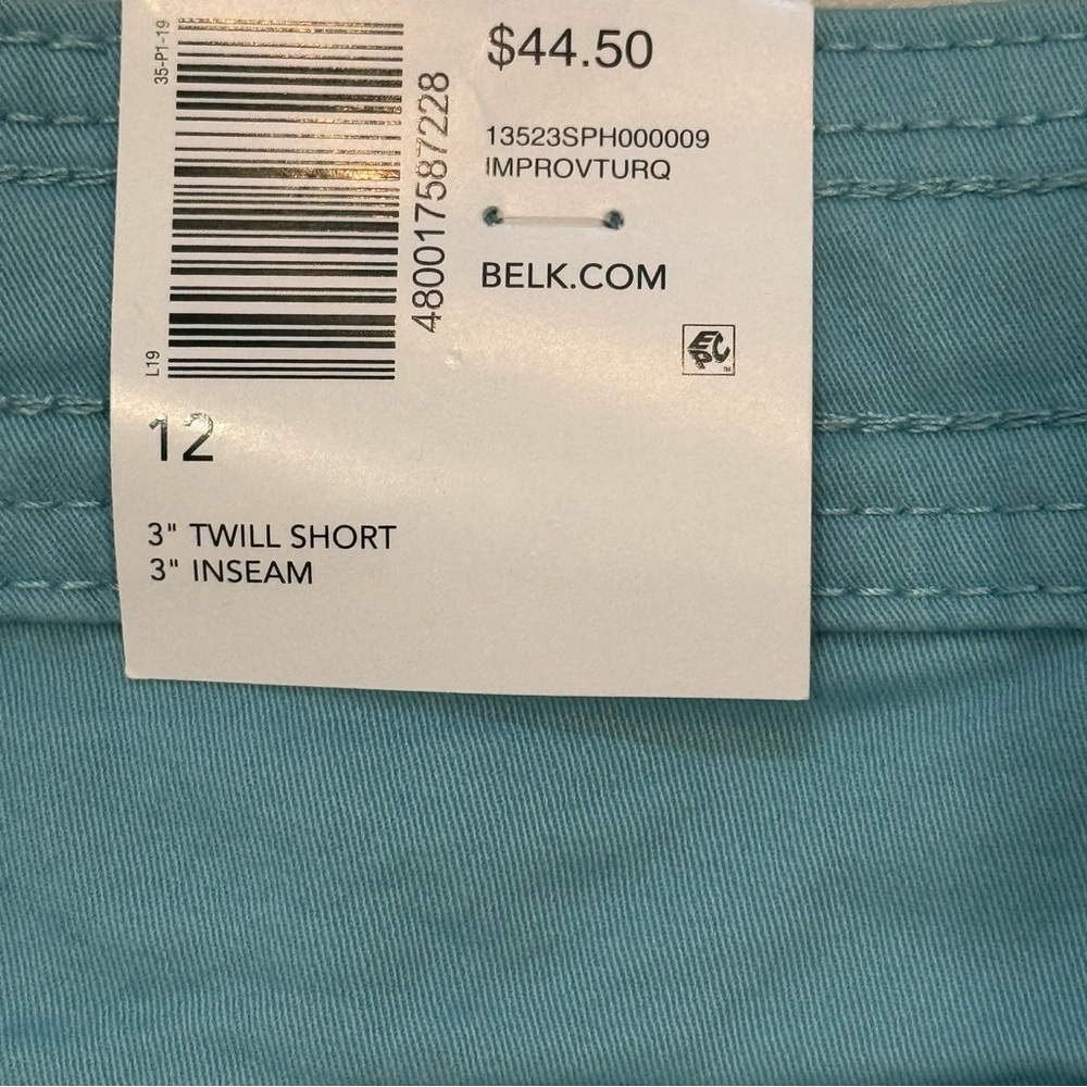 Ocean Coast Stretch Twill Cargo Shorts Women’s 12 Turquoise 3” Inseam NWT - Picture 6 of 8